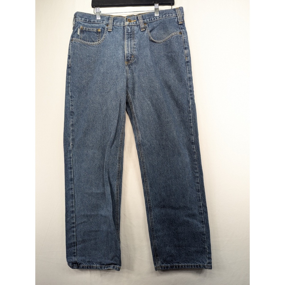 Carhartt B460 DPS Mens Relaxed Fit Straight Leg Jeans Blue Medium Wash 35x30